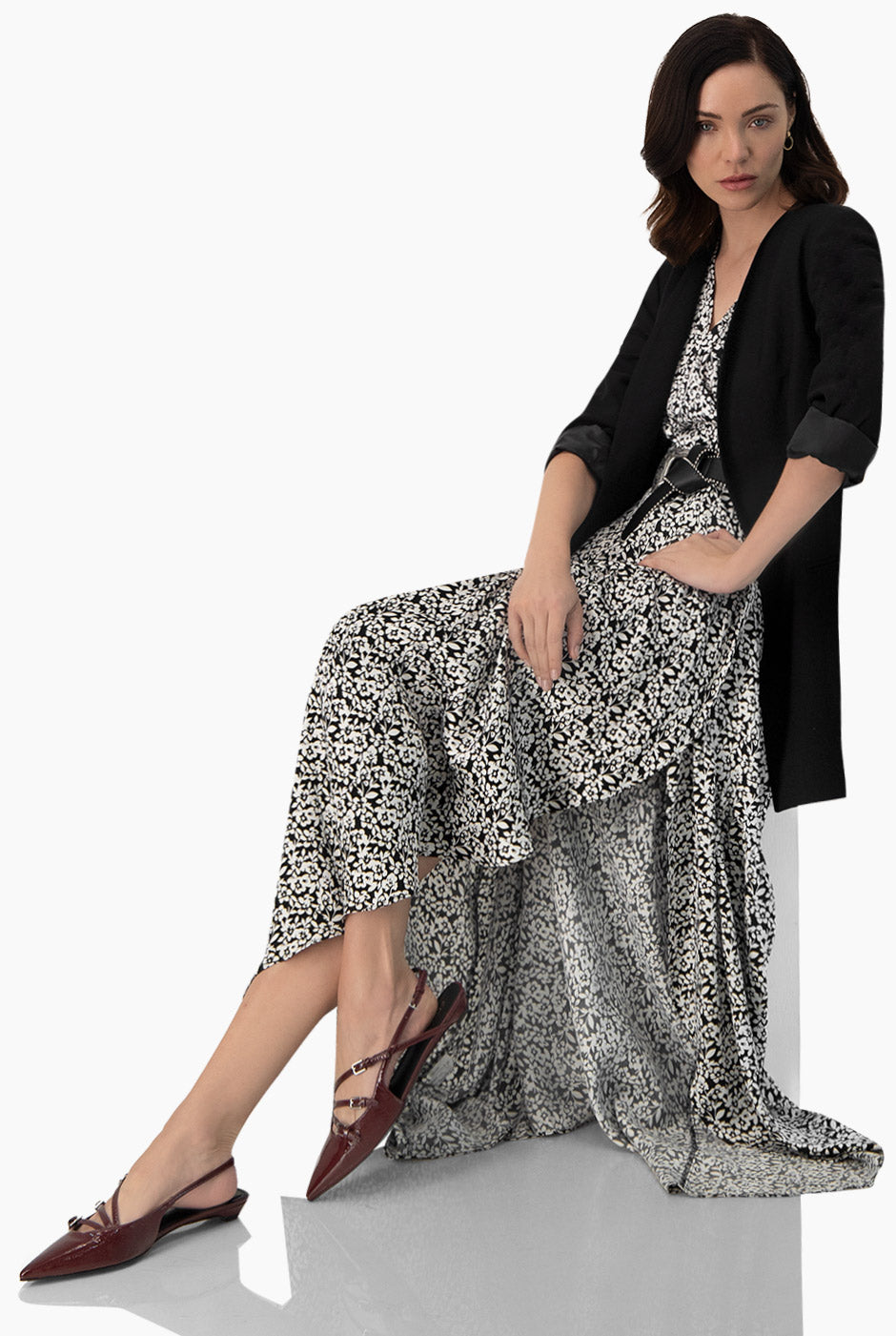 Maxi vestido estampado y escote V