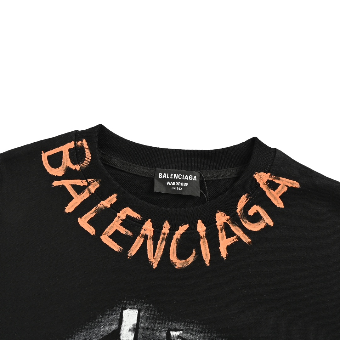 Balenciaga 24Fw Hand-painted Double B Print Crew Neck Sweatshirt