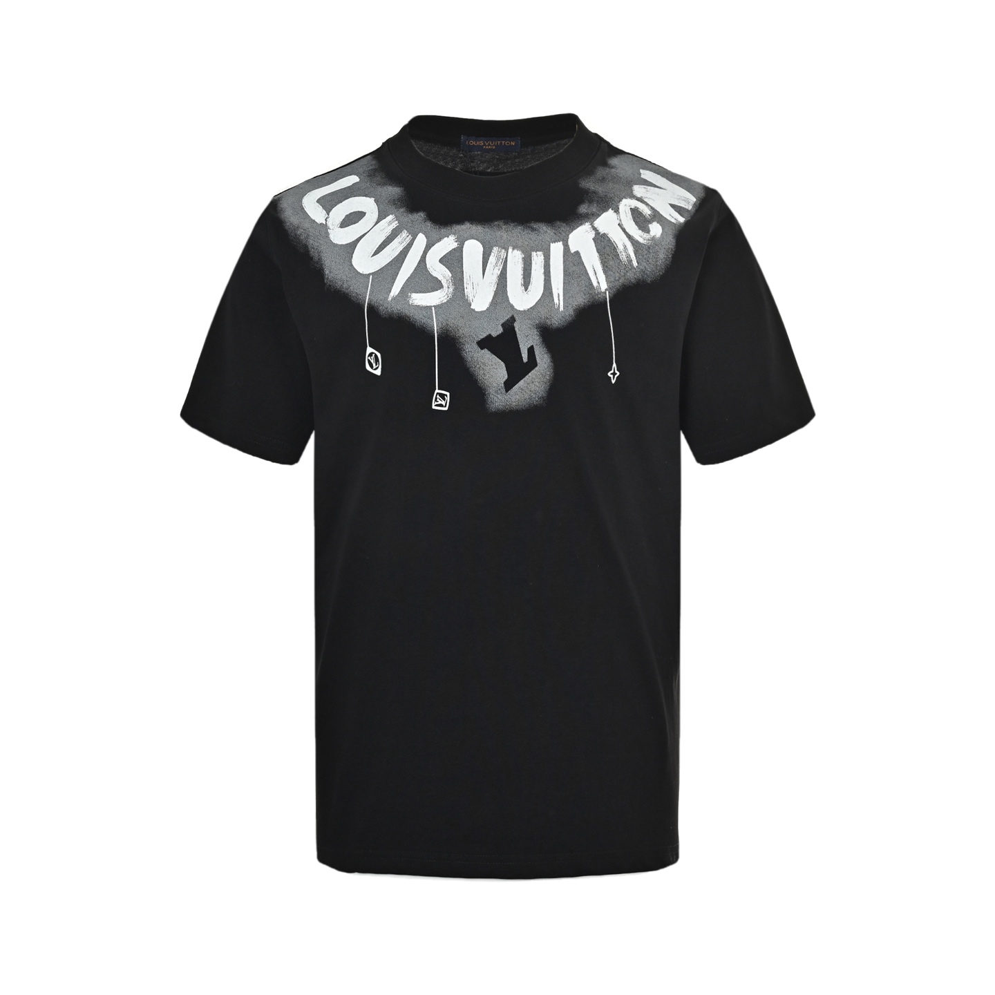 Louis Vuitton 25ss neckline graffiti lettering print short sleeves