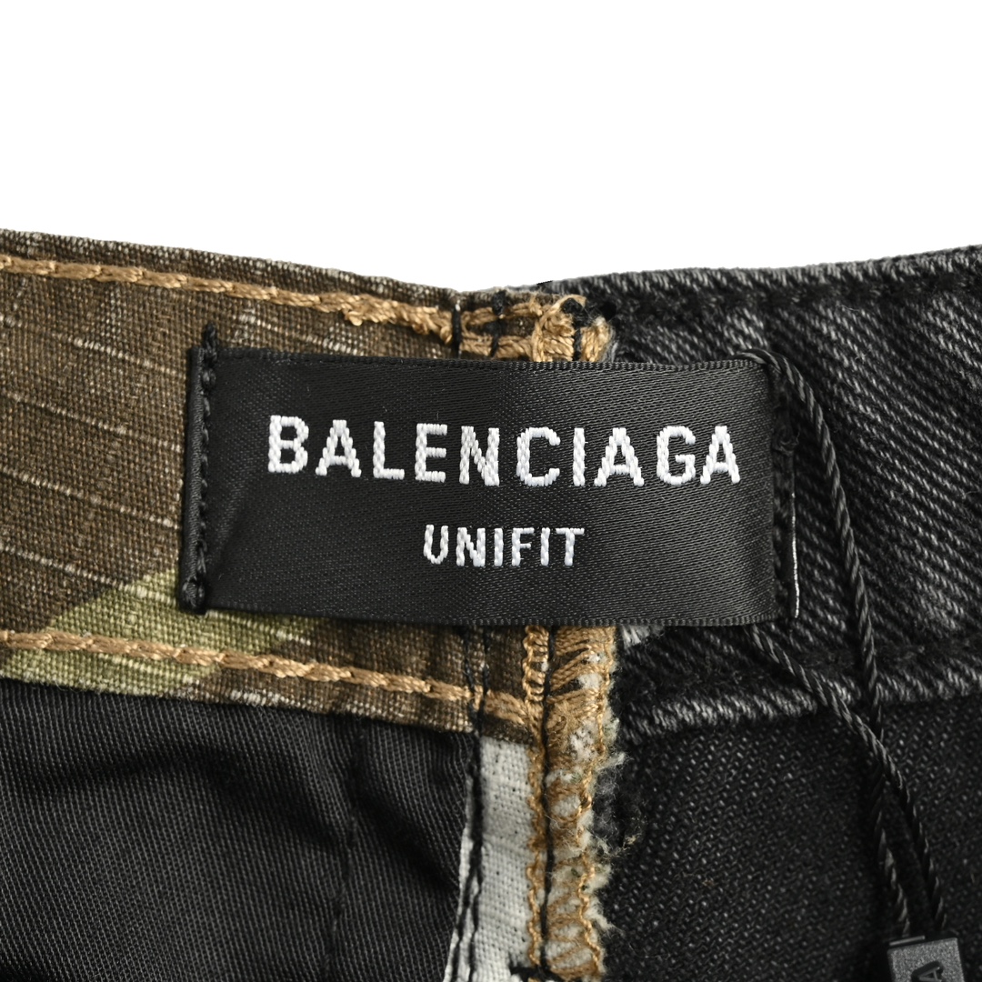 Balenciaga 24Fw camouflage panel wide-leg cargo jeans