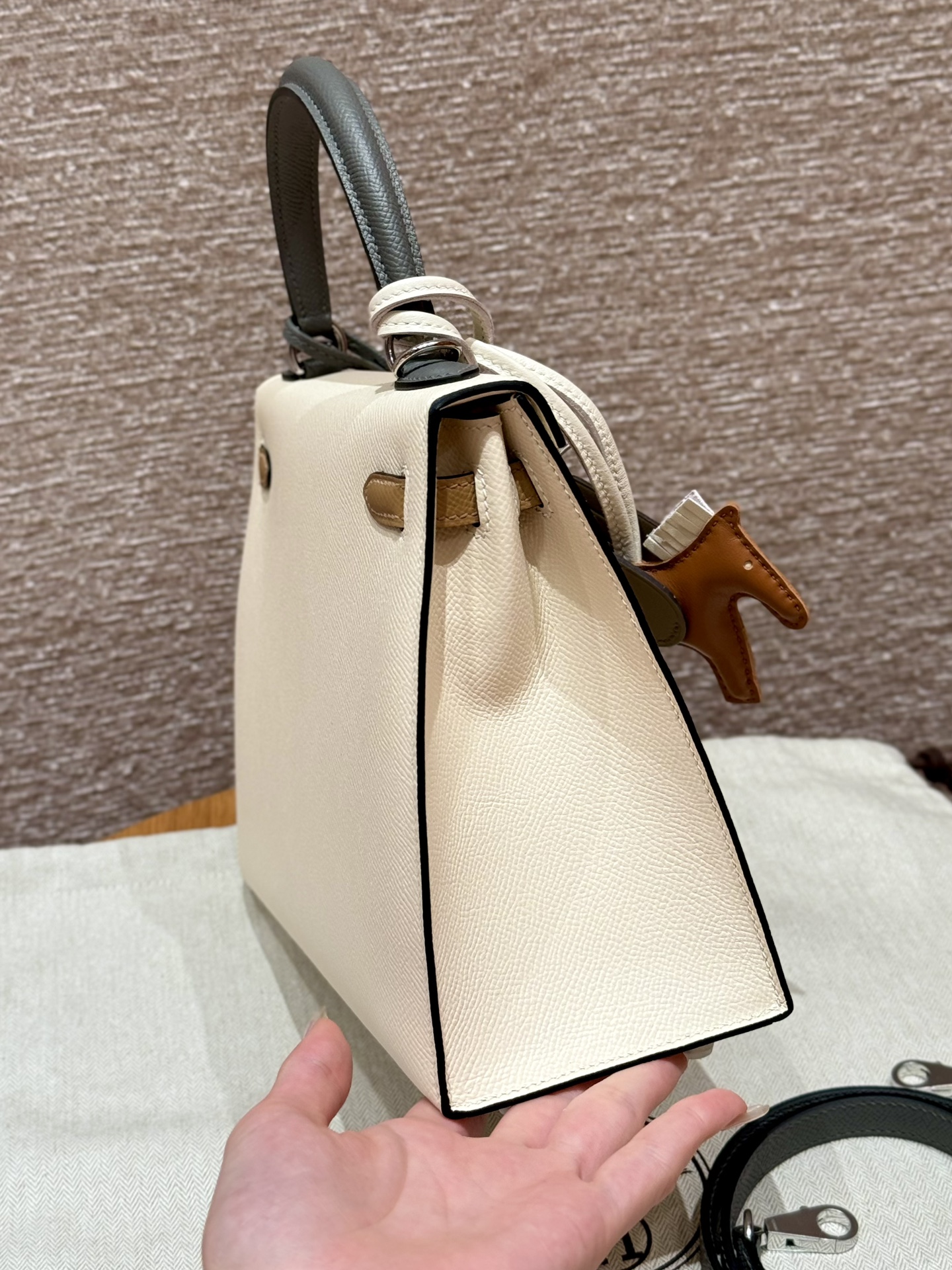 Hermes Kelly 10Craie0Mchai0LGris Mayer Handbag (Handmade Custom)