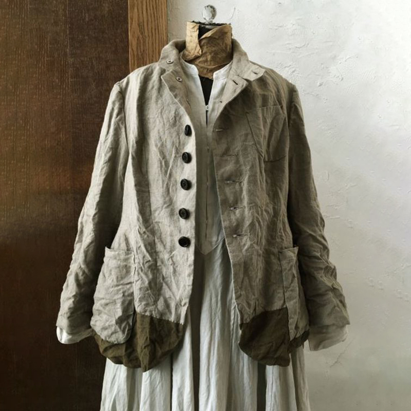 Solid Color Button Down Comfy Linen Cotton Jacket