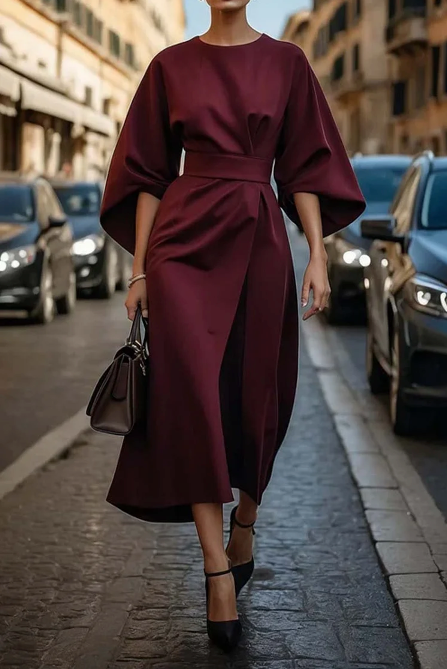 Lantern-Sleeve Dress