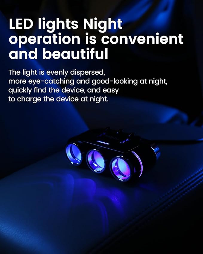 Car Charging Three Ports Cigarette Lighter