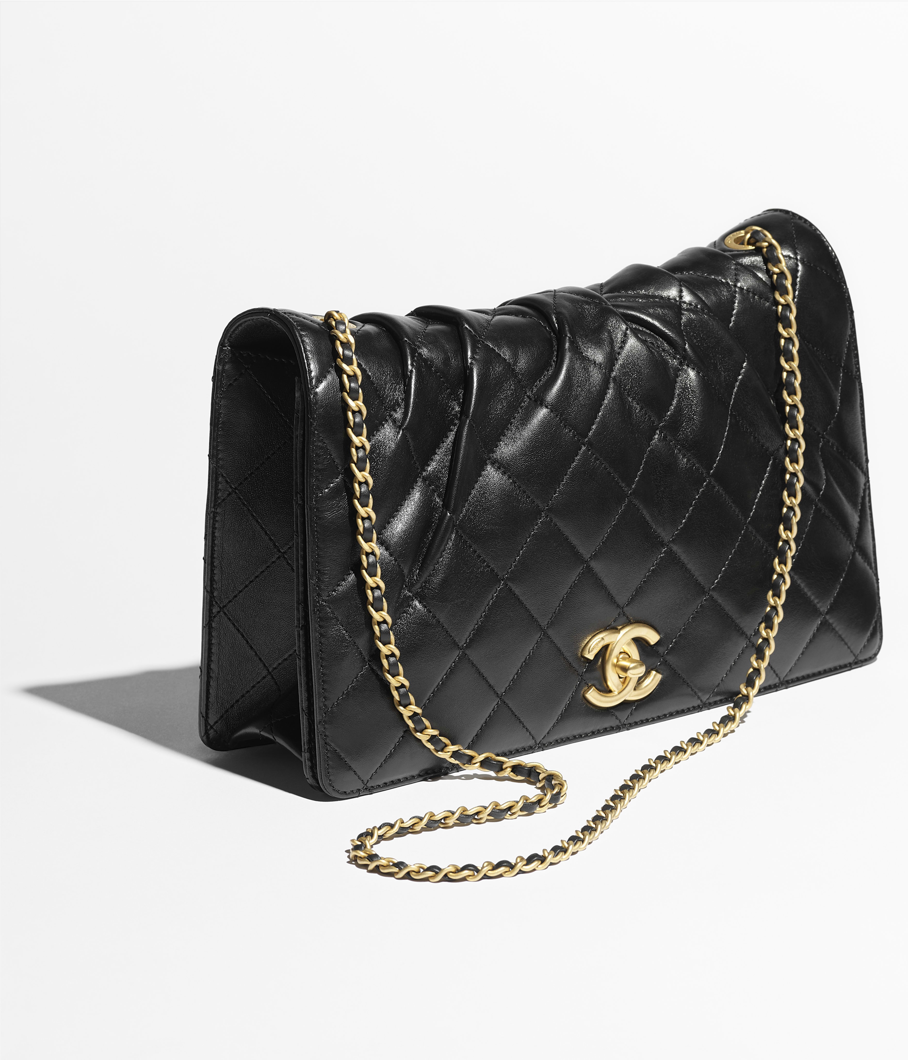 Chanel Large Flap Bag Shiny Lambskin & Gold-Tone Metal Black AS5547-B20292-94305