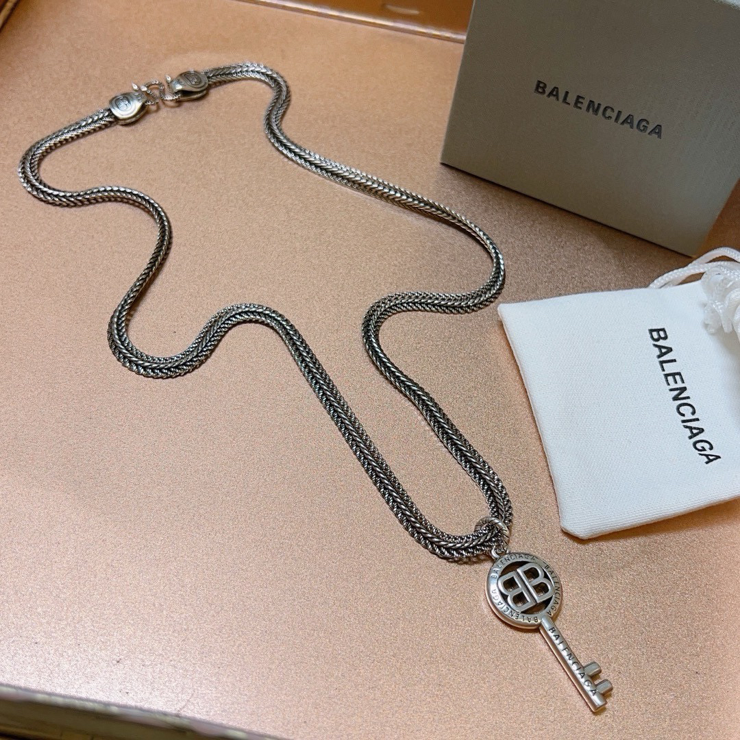Balenciaga BB key chain necklace