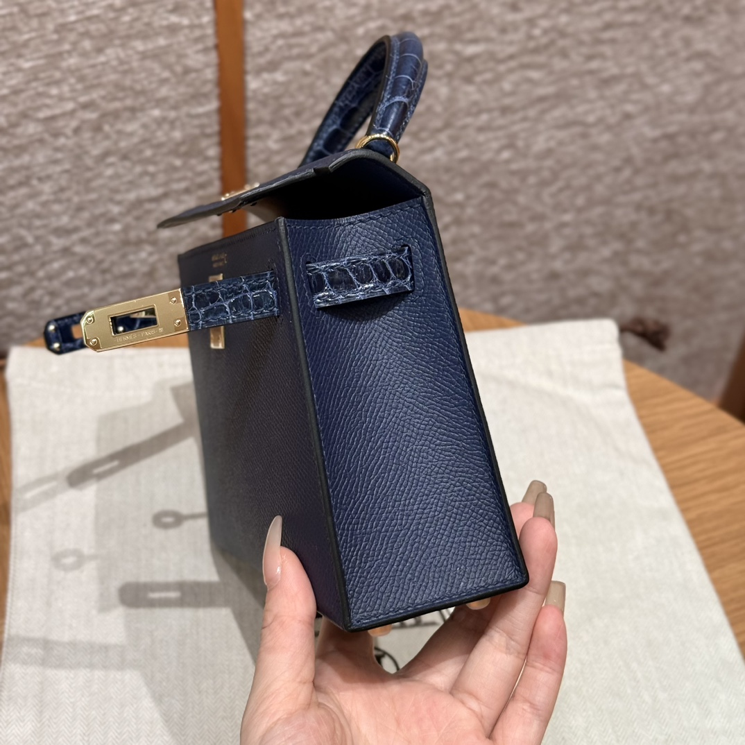 Hermès mini Kelly R2Blue agate handbag (handmade to order)
