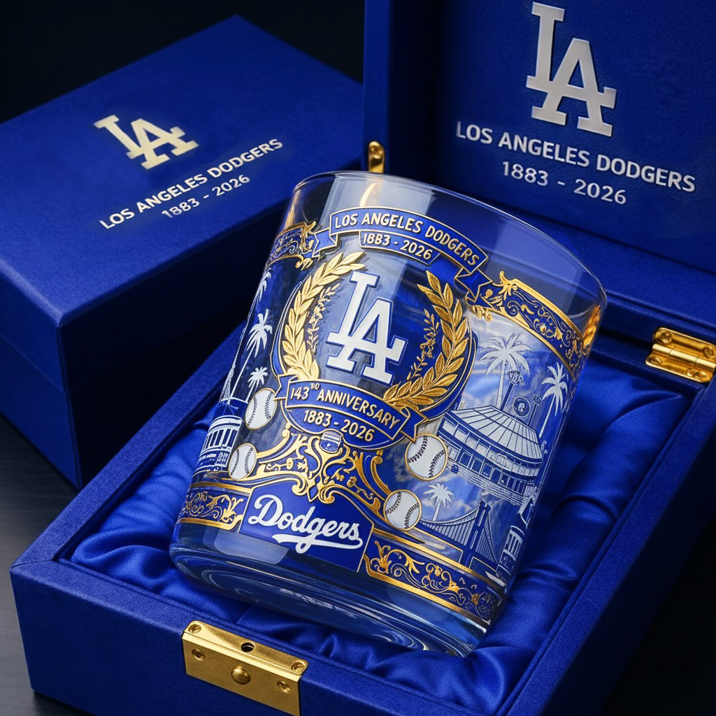 🥃Los Angeles Dodgers –143rd Anniversary Whiskey Glass (1883–2026)