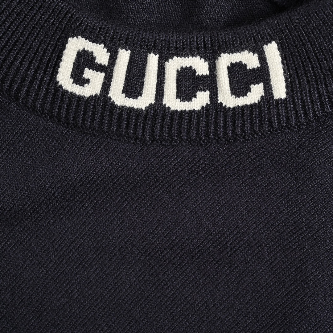 Gucci 24ss collar lettering jacquard knit short sleeves
