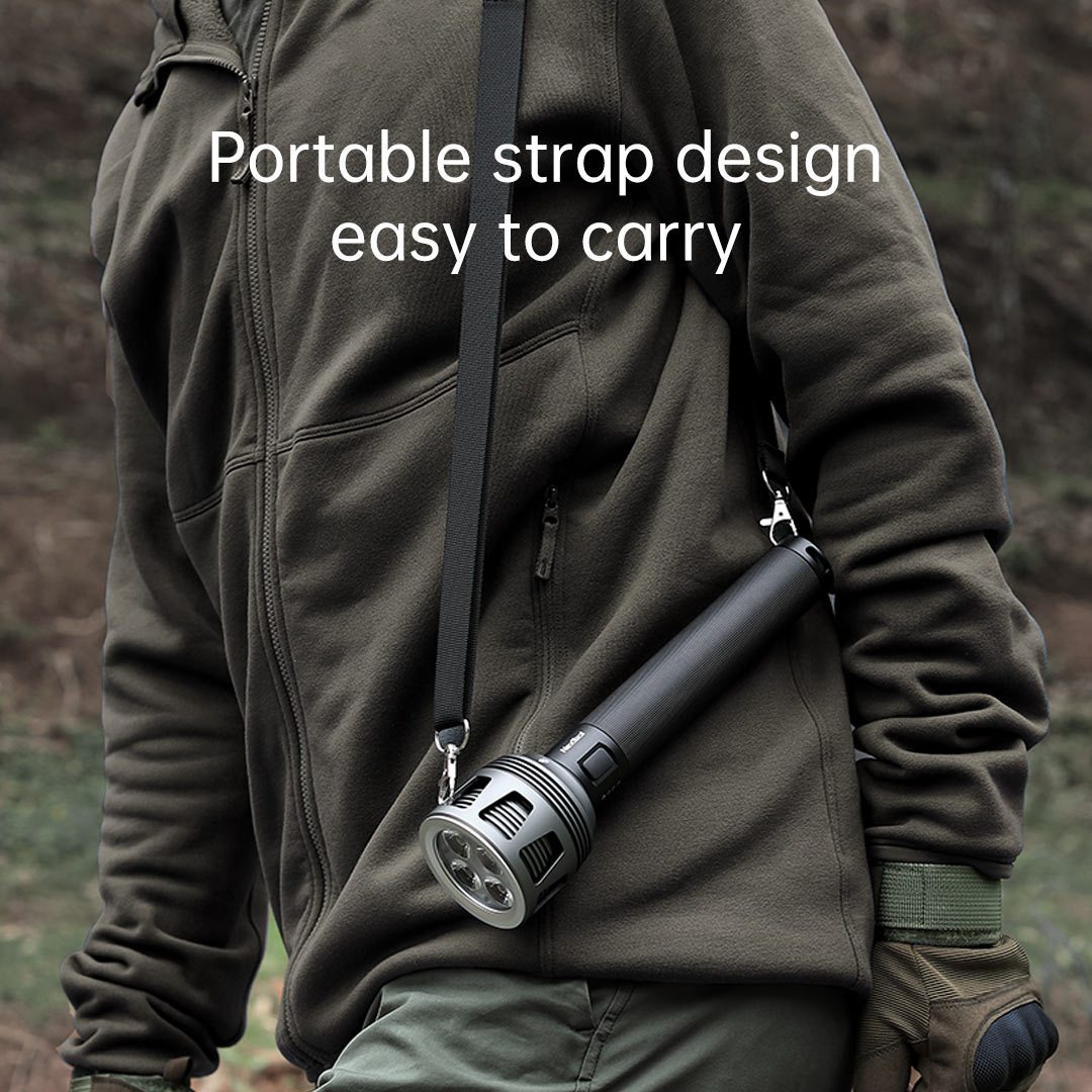 NexTool Portable LED Search Flashlight With Strap Design, Type-C Rechargeable, Water-resistant 10000mAh/120 Hours For Emergency