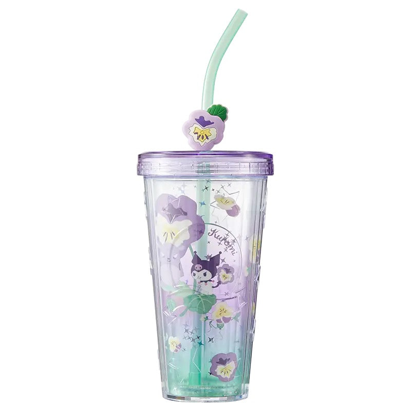 Sanrio Cups with Lids and Straws - 14 oz Plastic Reusable for Kids Women Party, Iced Coffee