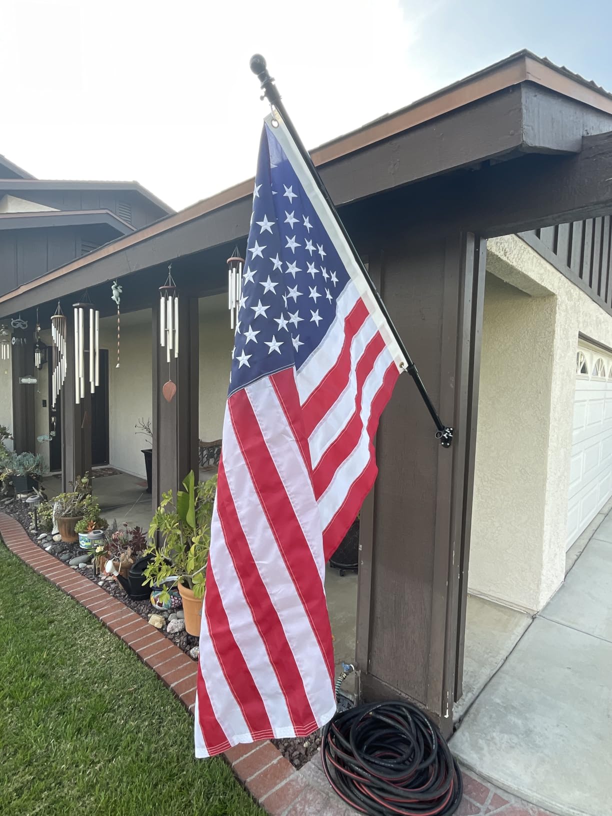 OldgloryHome Heavy Duty Flag Pole Set with 3*5FT Embroidered US Banners-kit