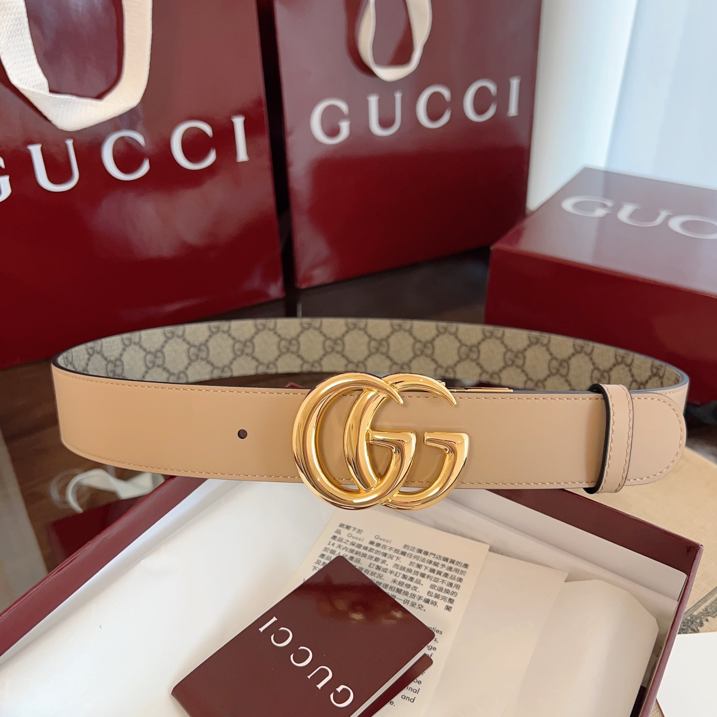 Gucci 2025 new double G buckle leather belt width 3.7cm