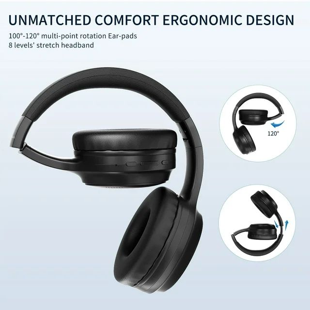 Active Noise Cancelling Headphones with Microphone Wireless Over Ear Bluetooth Headphones,Hi-Res Audio, Deep Bass, Memory Foam Ear Cups, Quick Charge , for TV, Travel, Home Office