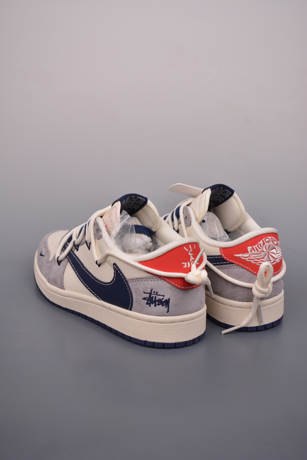 Stussy x Travis Scott x Nike Air Jordan 1 Low OG SP Grey Beige Blue SJ0086-140