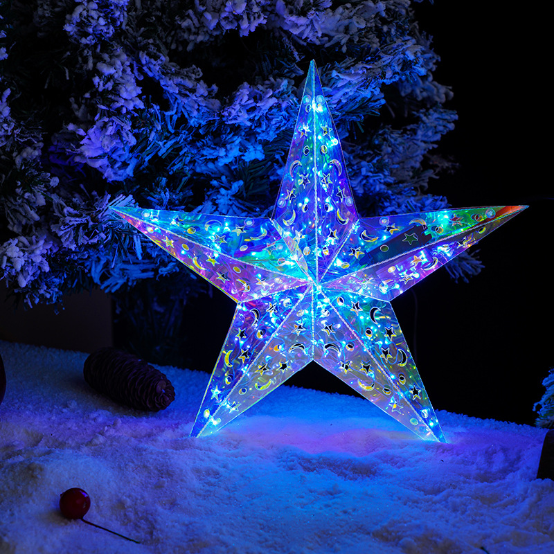 Festive LED Star & Snowflake Hanging Lights – USB & Battery Powered Holiday Decorations - 50 x 6 x 50 cm (19.7 x 2.4 x 19.7 inches)