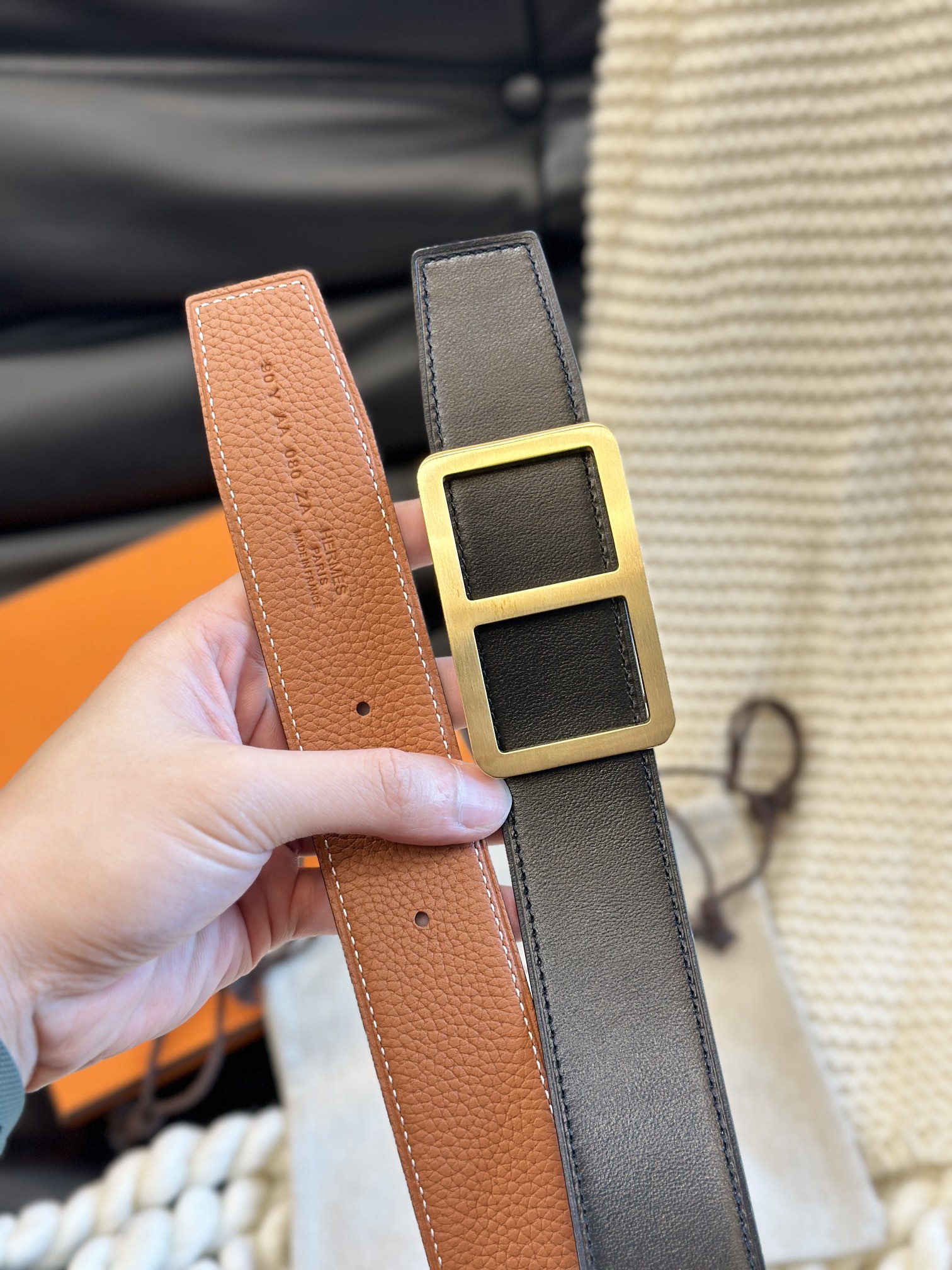 Hermès Men's Double-Faced Cowhide Belt