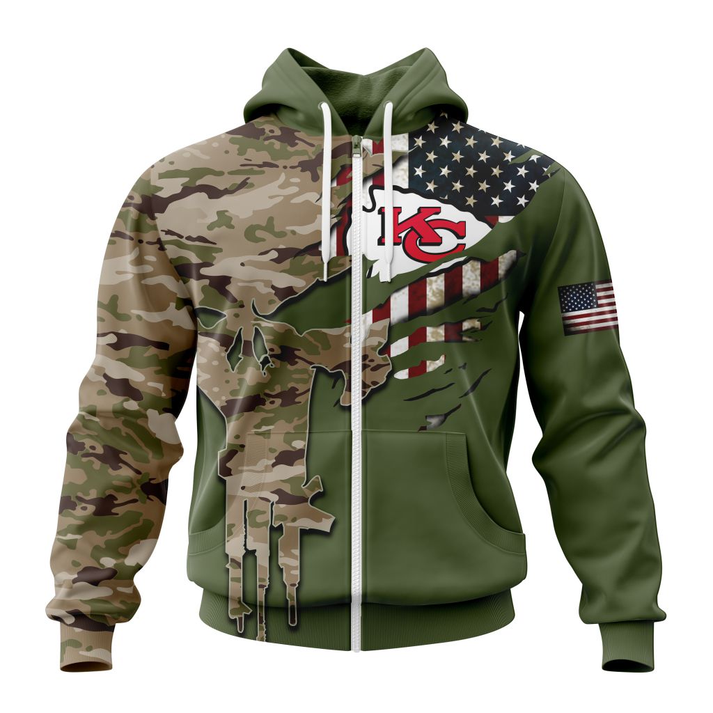 KANSAS CITY CHIEFS 3D HOODIE VETERANS DAY
