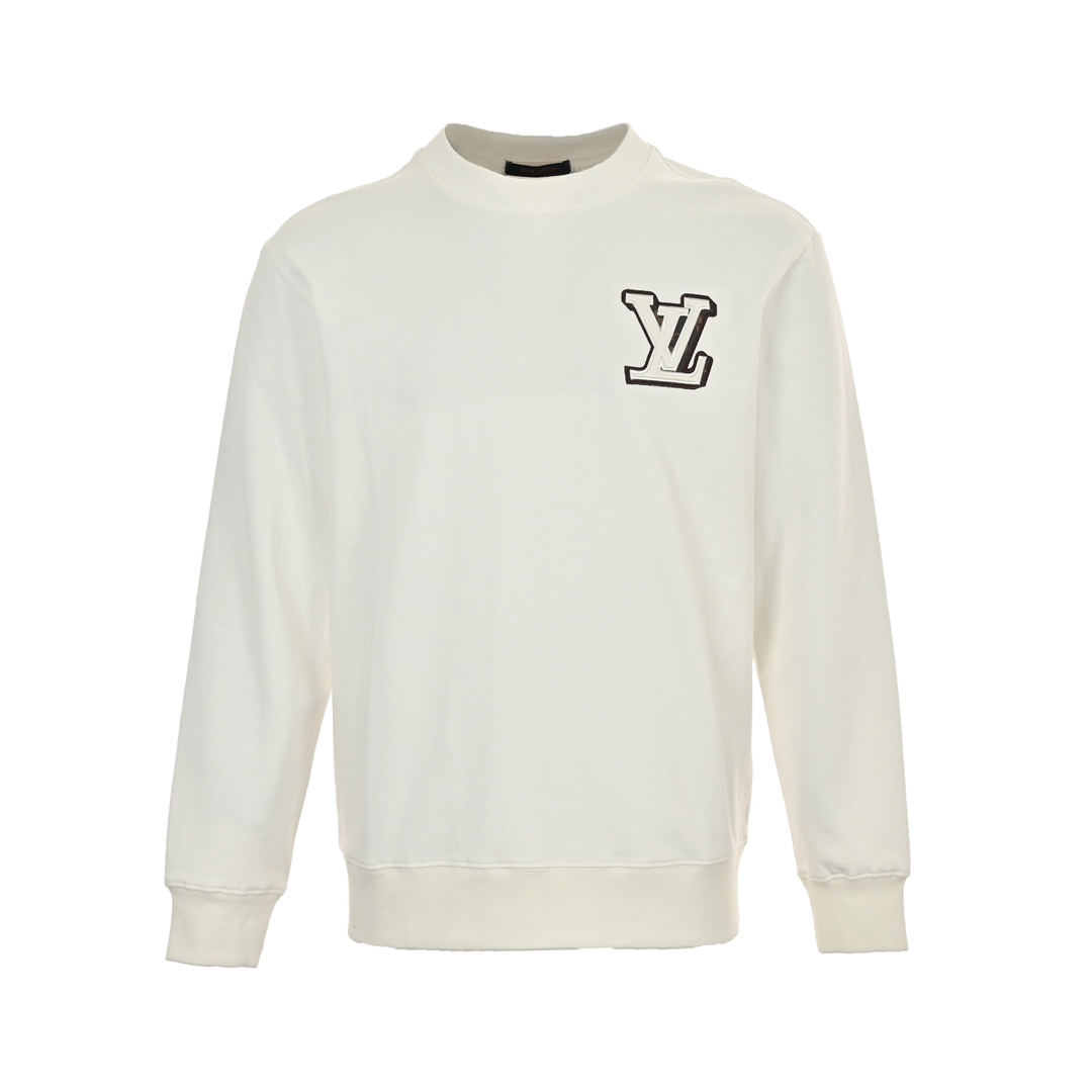 Louis Vuitton 24Fw leather logo and lettering embroidered crew neck sweatshirt