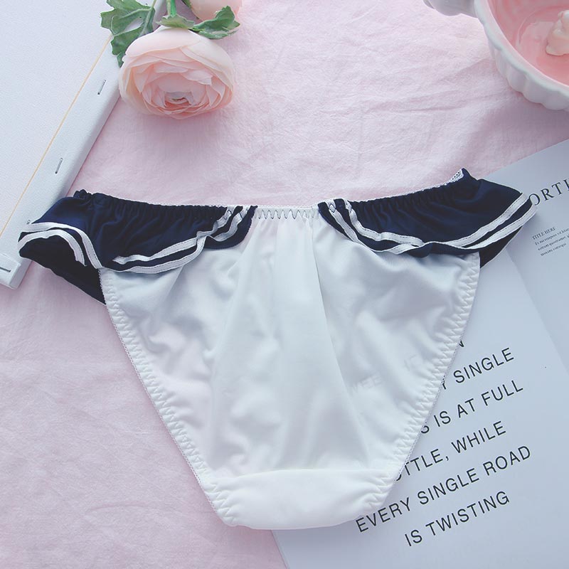 Navy Style Bow knot Lingerie Set