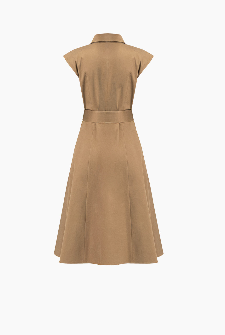 Vestido midi liso cuello camisero
