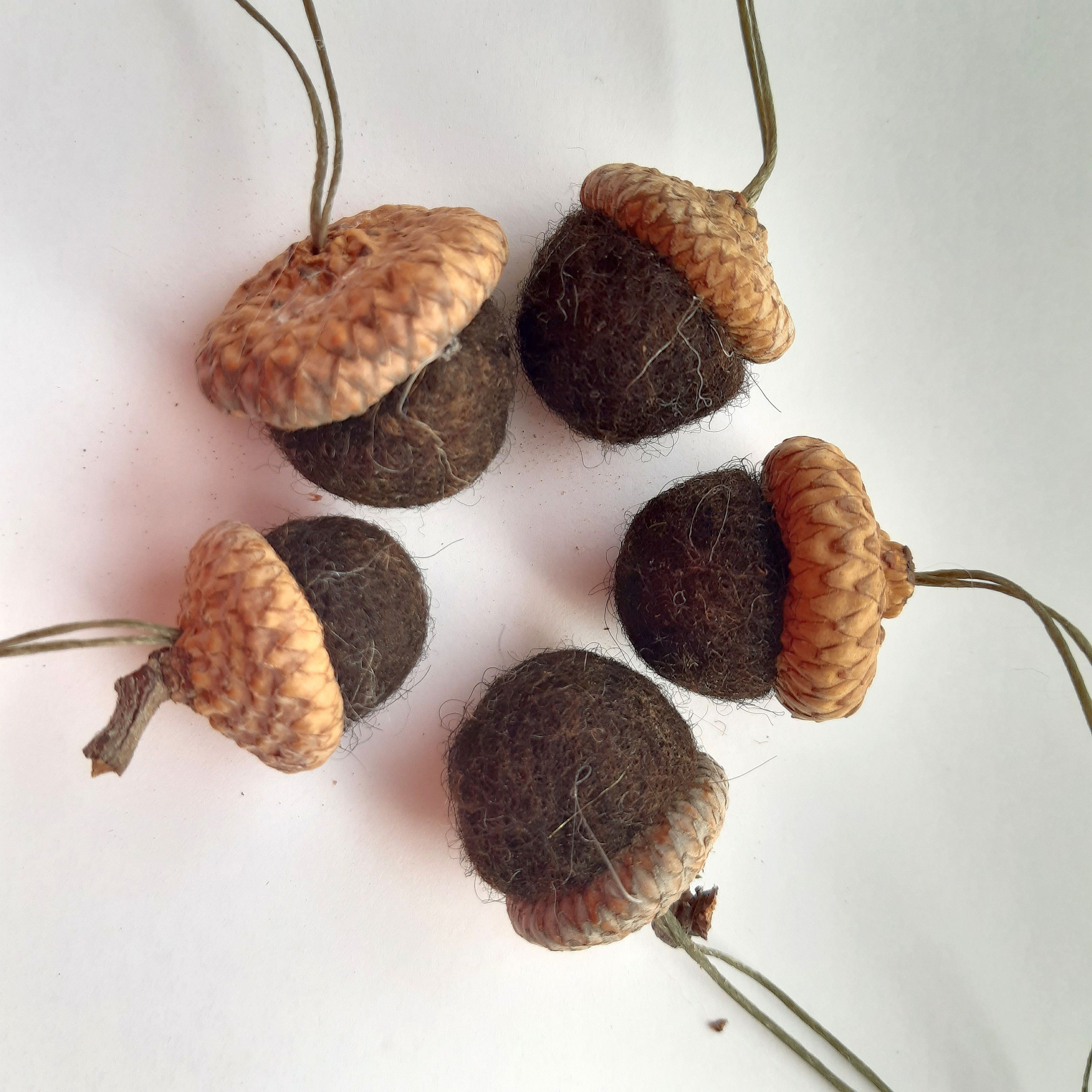 🌰Set of 5 Handmade Wool Felt Acorn Ornaments