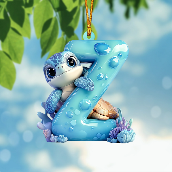 Cute Turtle Letter Shaped Ornament