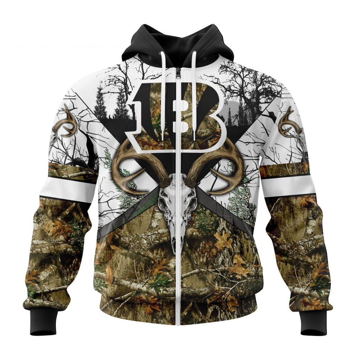 CINCINNATI BENGALS DEER SKULL AND FOREST 3D HOODIE