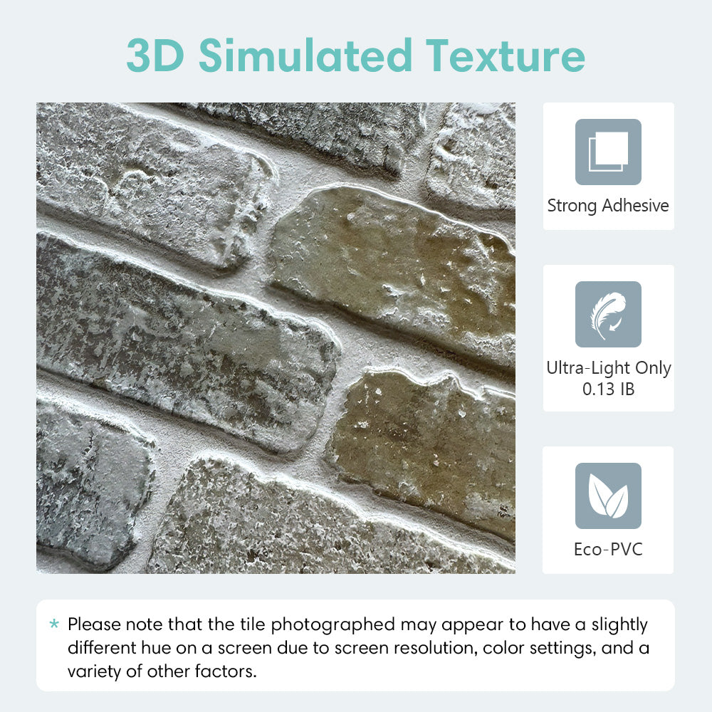 3D Rust and Grey Brick Peel and Stick Wall Tile