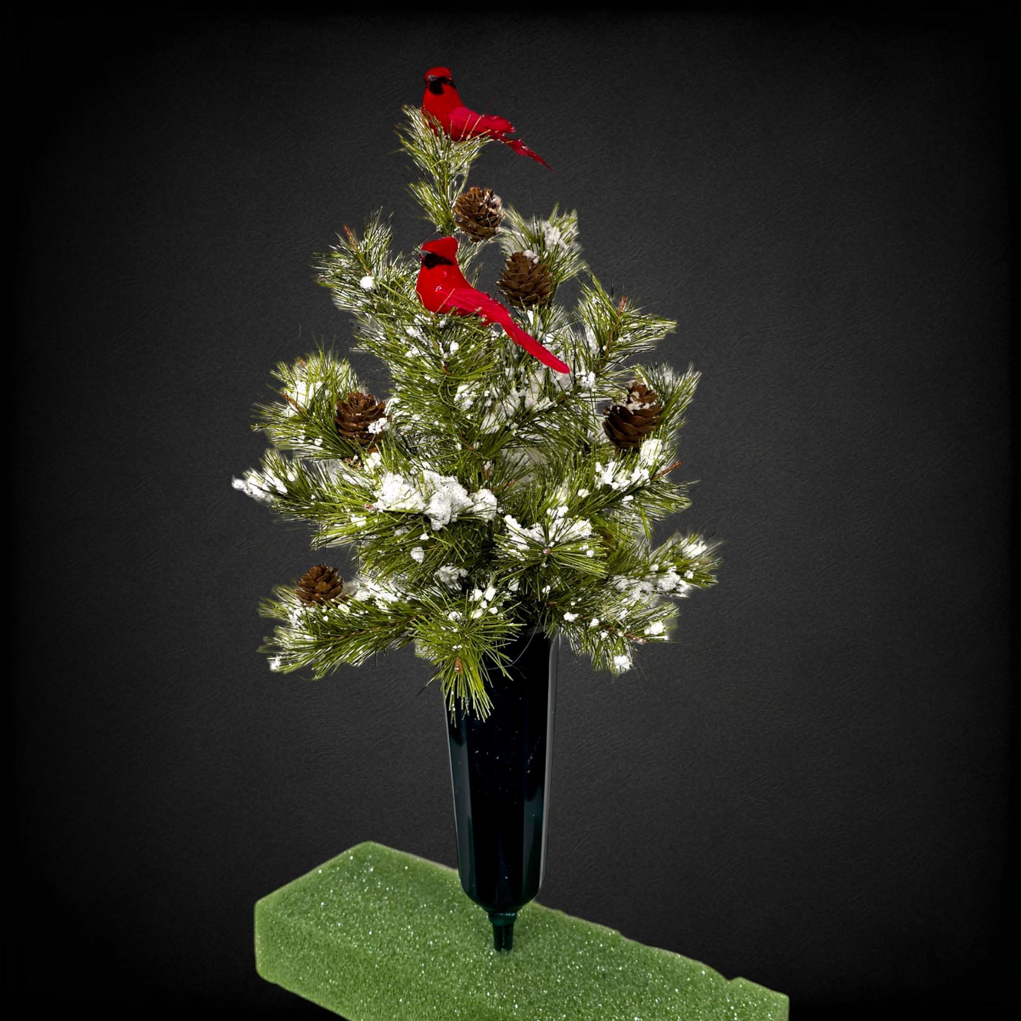 🎄CHRISTMAS ON SALE🔥Cemetery Cone with a small Christmas tree, Christmas Tree Grave Flowers