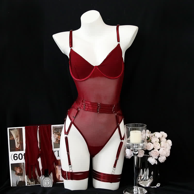 Sexy Backless Lace-up Jumpsuit Lingerie Set