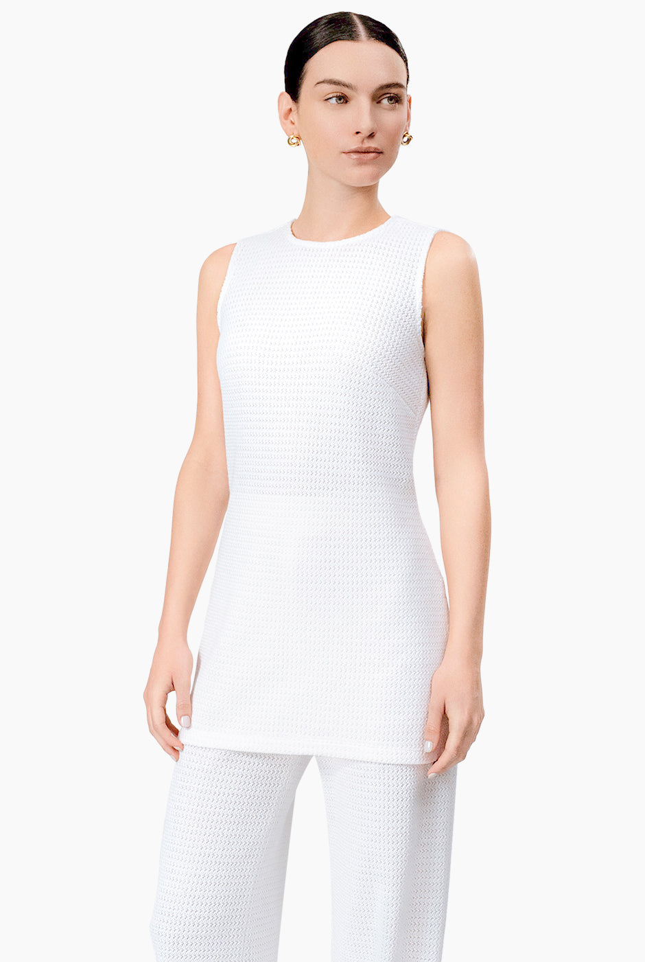 Blusa tejida larga con aberturas