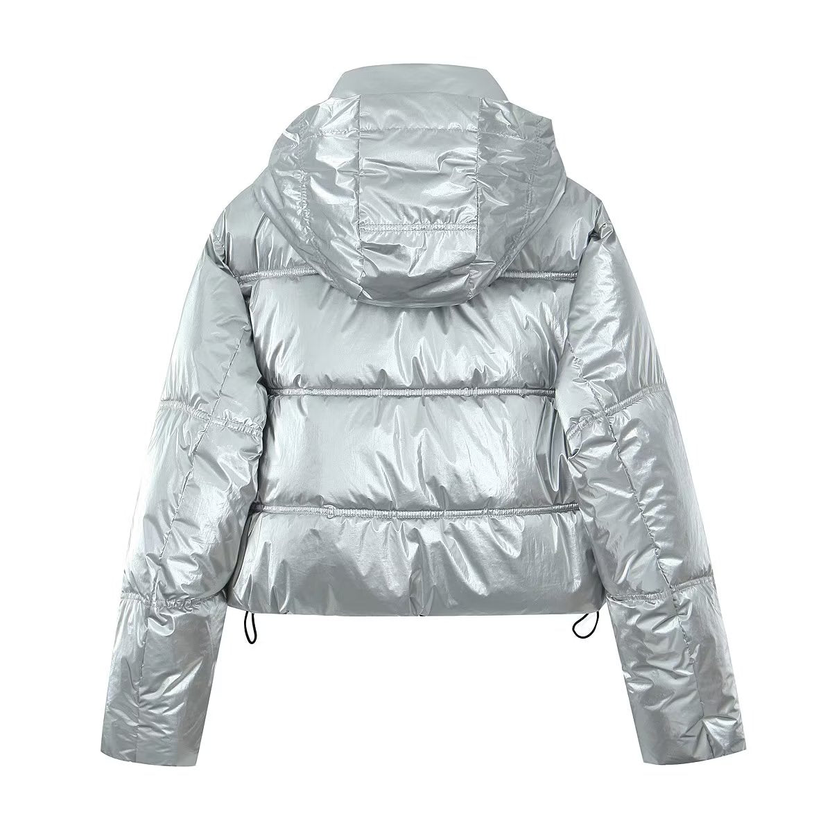 Women Clothing Metal Cotton Jacket Short Thick Jacket