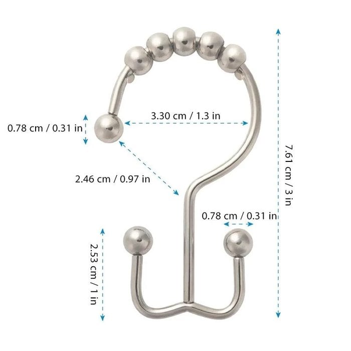 (🔥Summer Hot Sale- 49% OFF)Stainless Steel Shower Curtain Hook, 6 PCs/Set, Buy 2 Get Extra 10% OFF