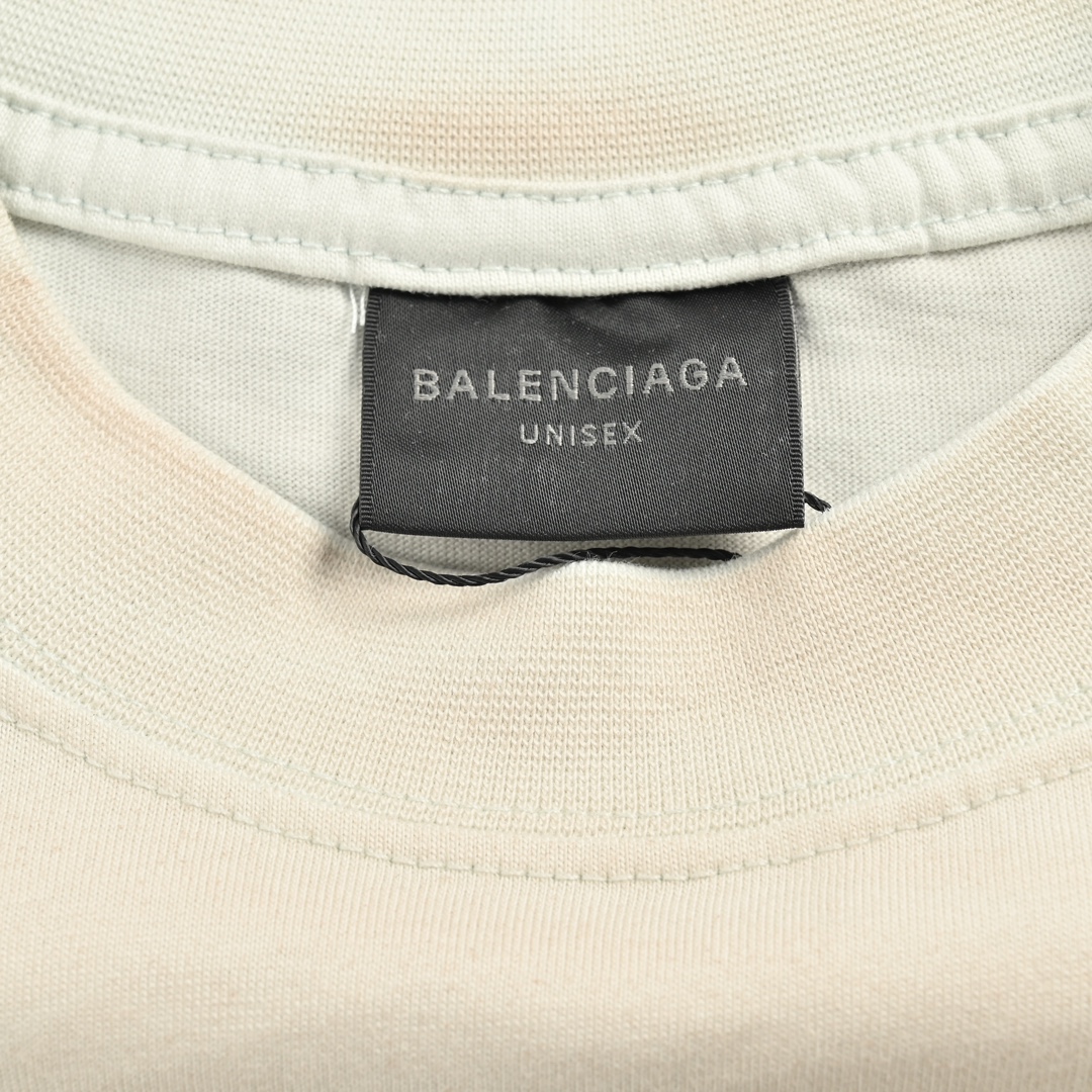Balenciaga 24ss Bitcoin Double B Washed Distressed Short Sleeve