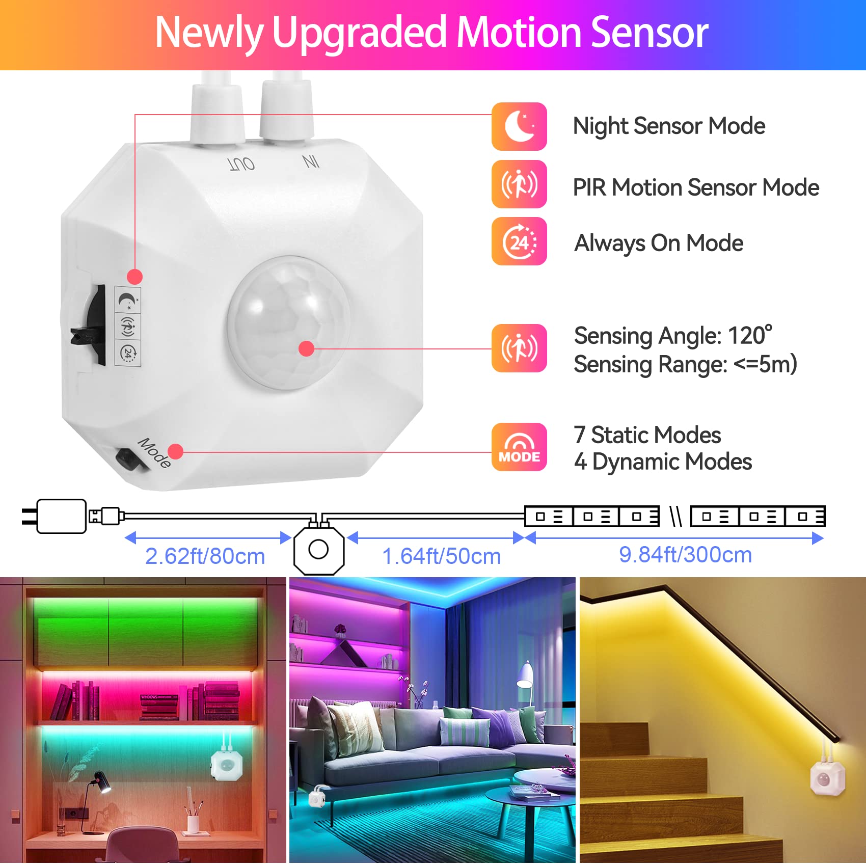 🔥Last Day 50% OFF🔥Motion Sensor RGB LED Strip Lights