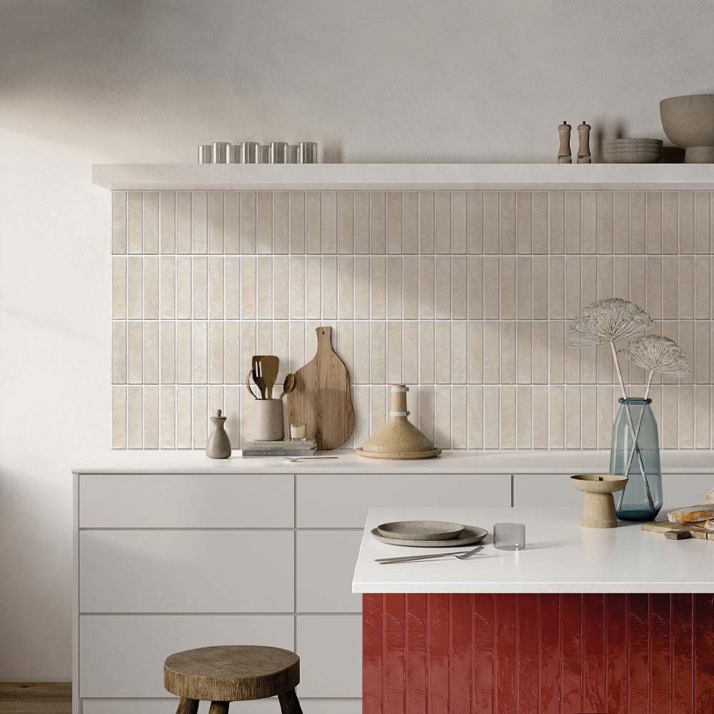 3D Light Color Vintage Linear Mosaic Peel and Stick Wall Tile