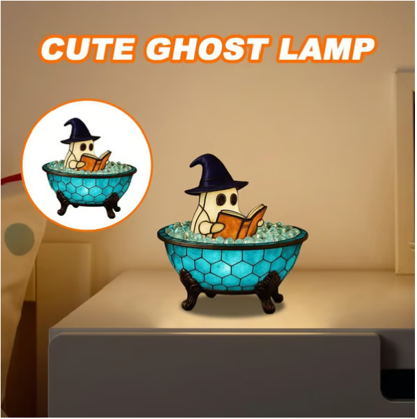 Cute Ghost Lamp – Your Spooky, Cozy Reading Buddy! 🦇📖