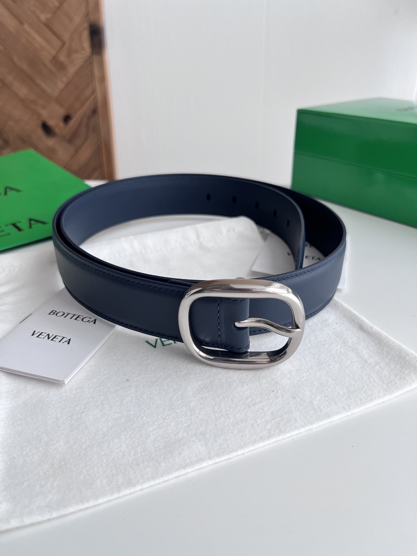 Bottega Veneta 25 smooth leather belt 3.5cm wide