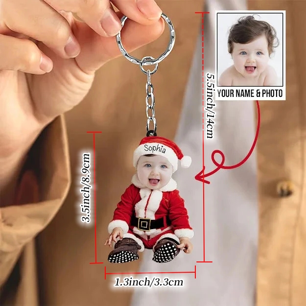 Adorable Newborn Baby - Personalized Photo keychain