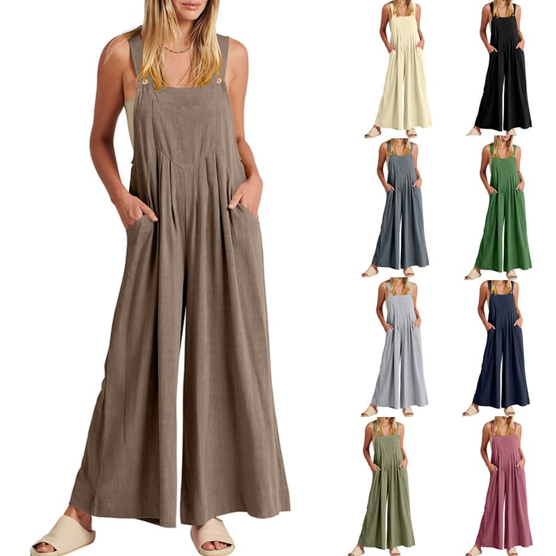 Spring Hot Sale🔥Women's Sleeveless Wide Leg Jumpsuit with Pockets   (Buy 2 Free Shipping)