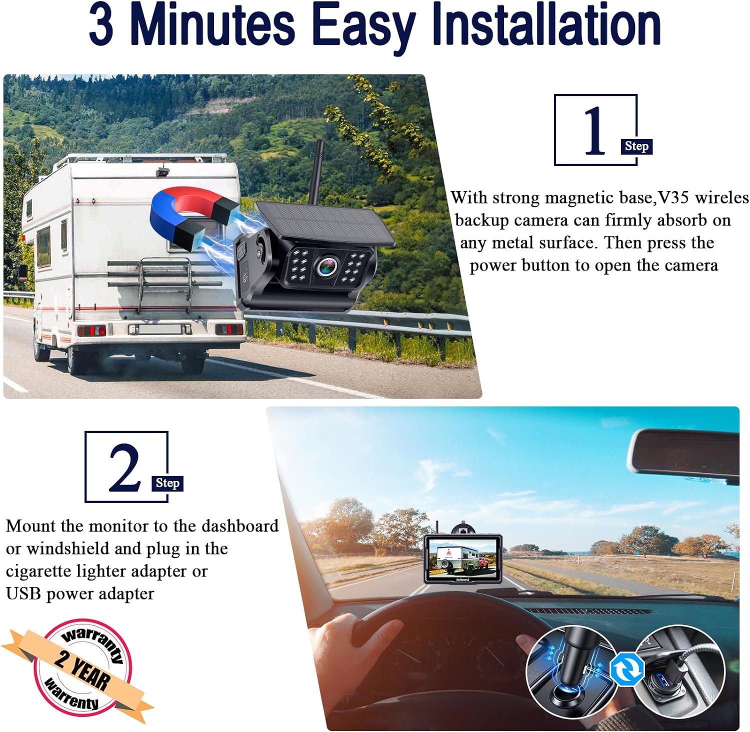 DoHonest Wireless Backup Camera Magnetic