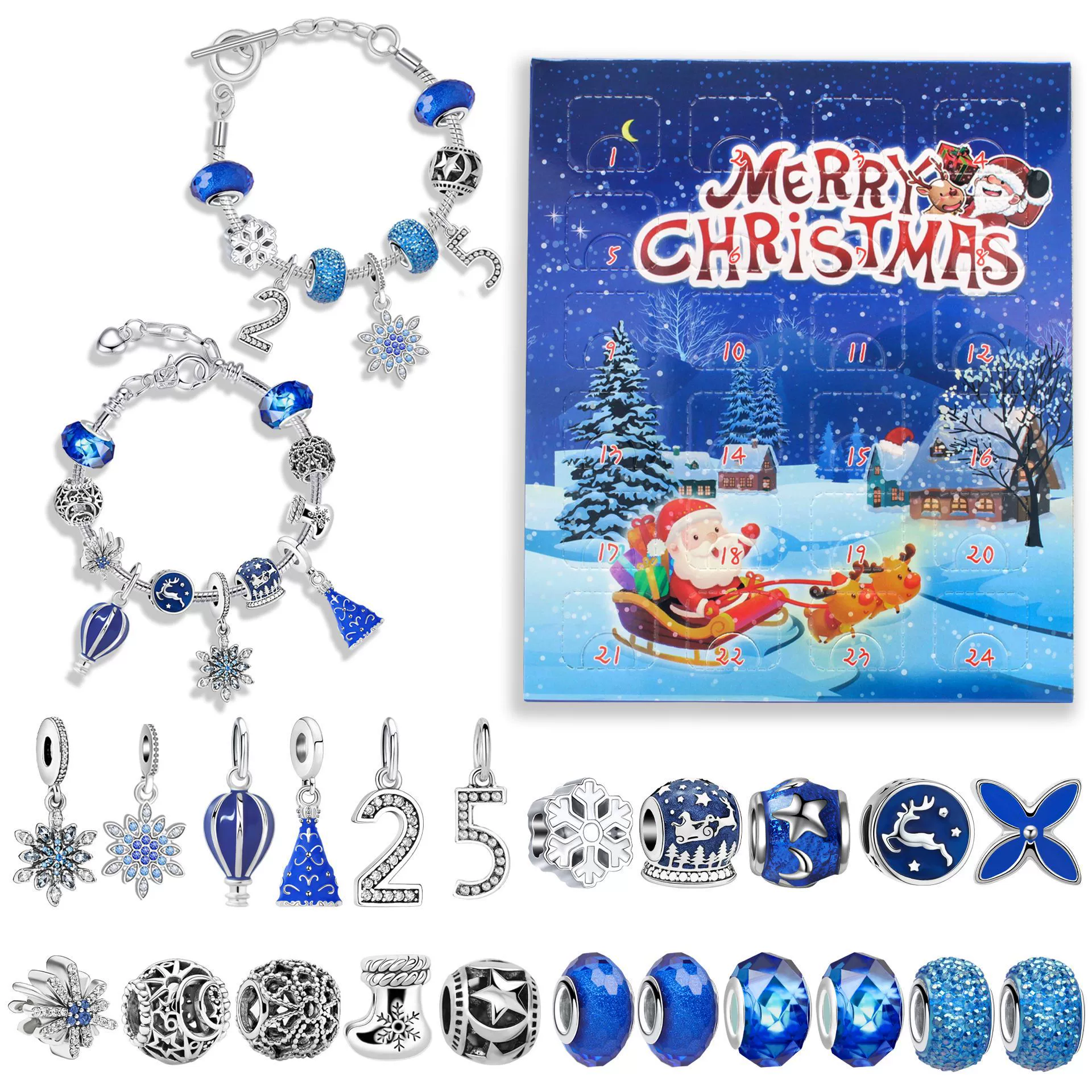 24 Pcs DIY Christmas Advent Calendar Bracelets Set