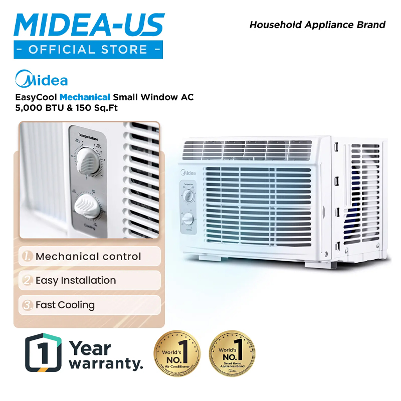 5,000 BTU EasyCool Mechanical Small Window Air Conditioner - Cool up to 150 Sq. Ft. AC with Easy-to-Use Mechanical Controls and Reusable Filter, Perfect for Small Bedroom, Living Room, Home Office