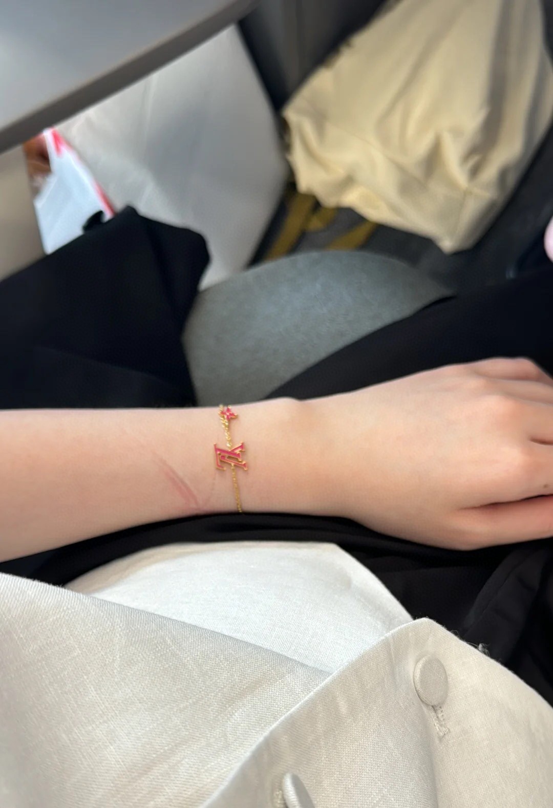 Louis Vuitton pink logo bracelet