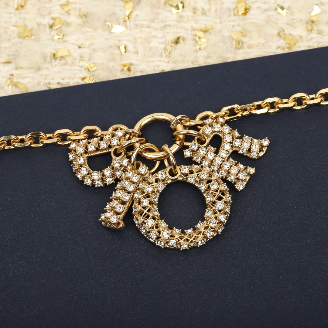 Dior diamond letter necklace