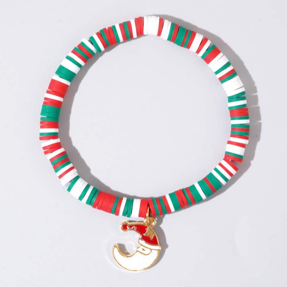 Christmas hand colored polymer clay beaded bracelet set gift