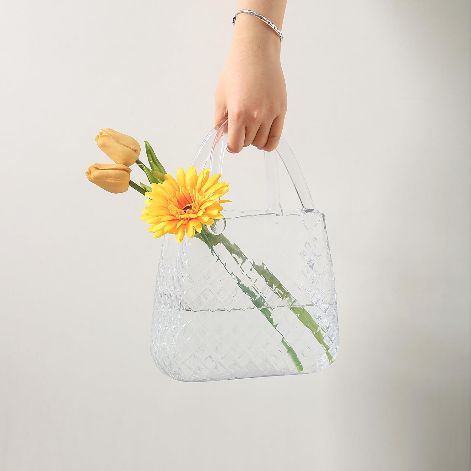 Aesthetic Vase for Flowers, Decorative Vase with Embossed Pattern for Wedding, Living Room, Bedroom, Table, Office