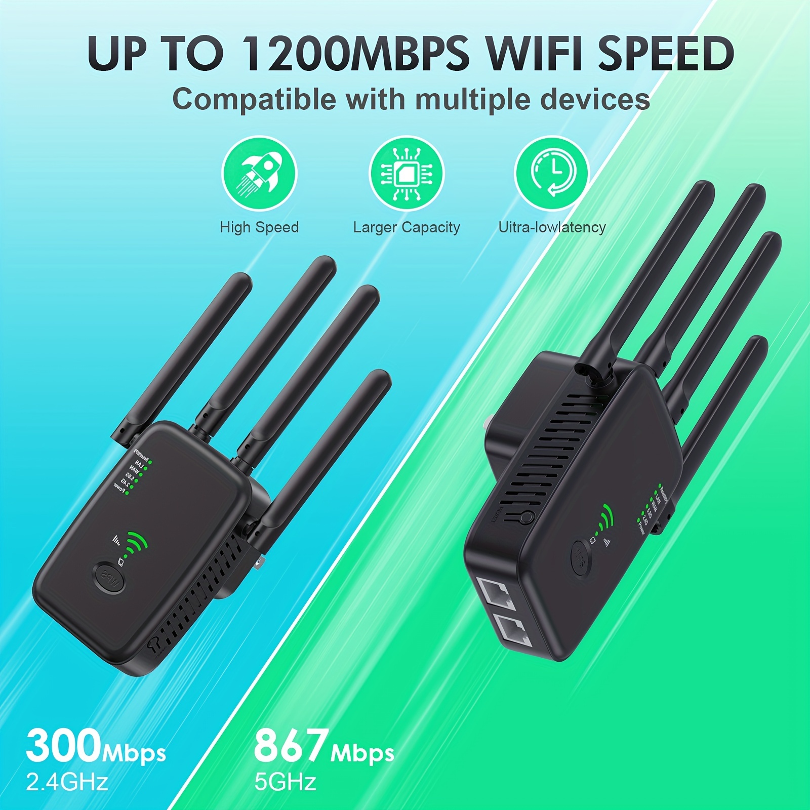 WiFi Extender 1200Mbps WiFi Signal Booster, Used For Home Office, Dual-band 2.4G/5G Outdoor Signal Amplifier Reapter AP Router