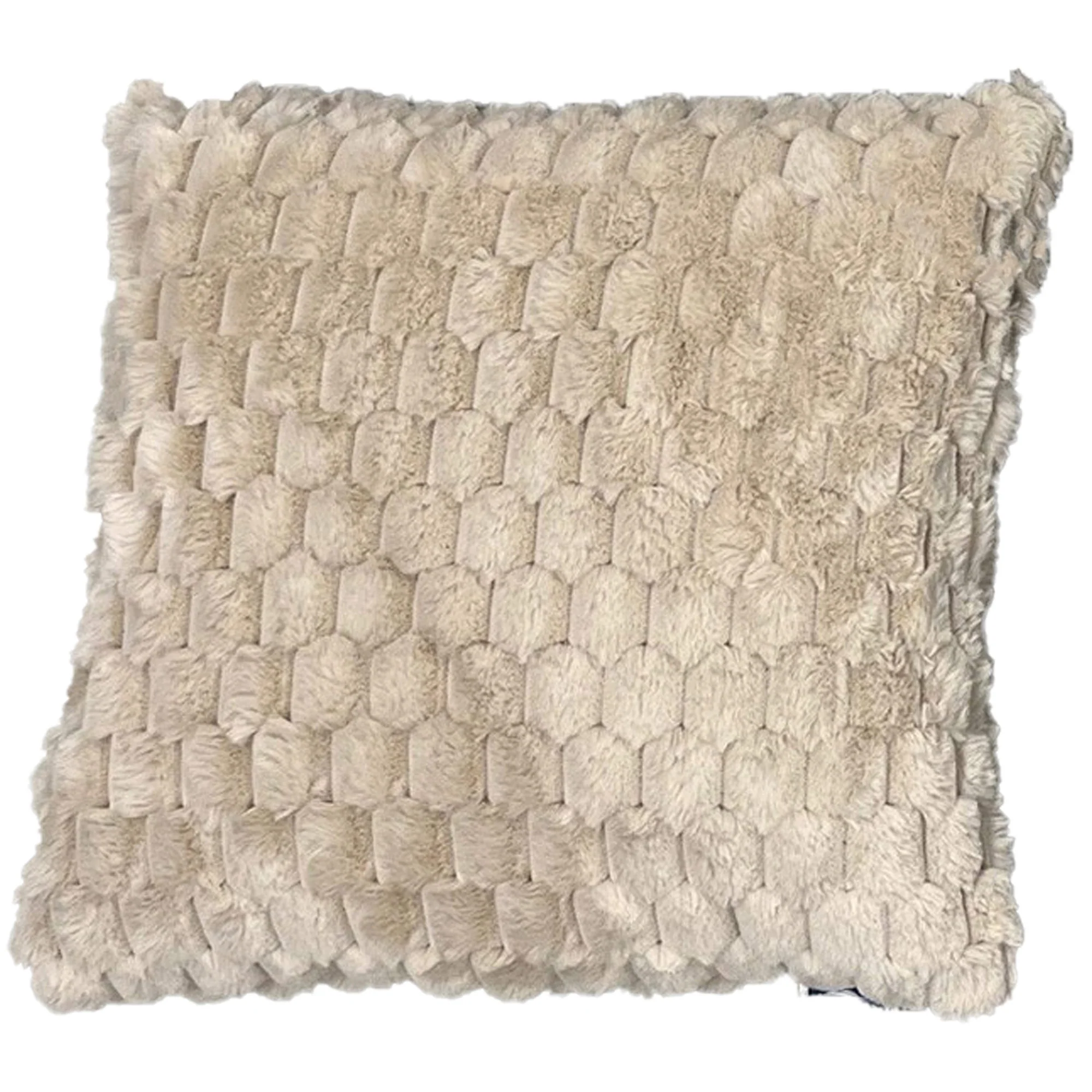 EClair Honeycomb Faux Fur Decorative Throw Pillow, 20x20 Inches
